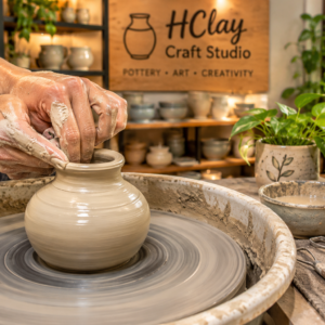 hands shaping clay small pot